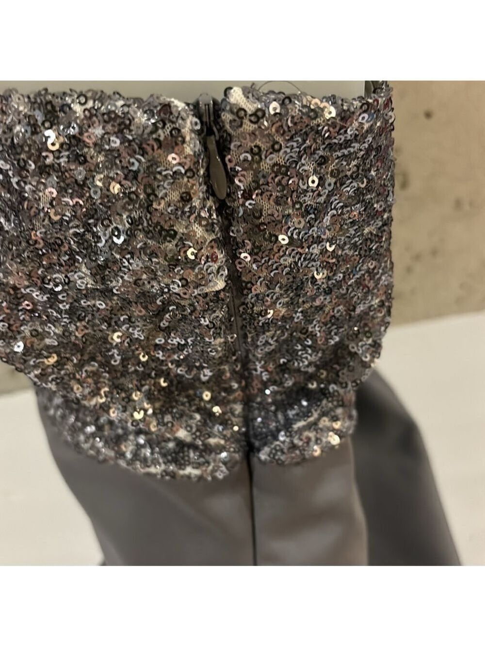 Arden B Exclusive Silver Sequin and Satin Mini Party Dress - Size M - Picture 7 of 10
